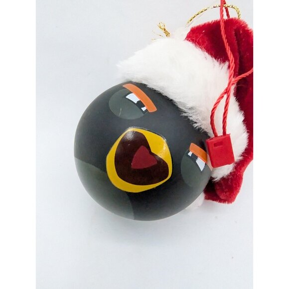 Christmas ornament Hanging black Bomb bird ball santa Angry Hat Almost 3" - Picture 4 of 6